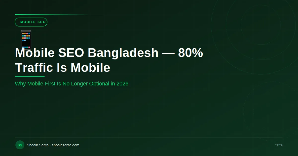 Mobile SEO Bangladesh 2026 — Why 80% of Your Traffic Is Mobile — SEO Blog by Shoaib Santo
