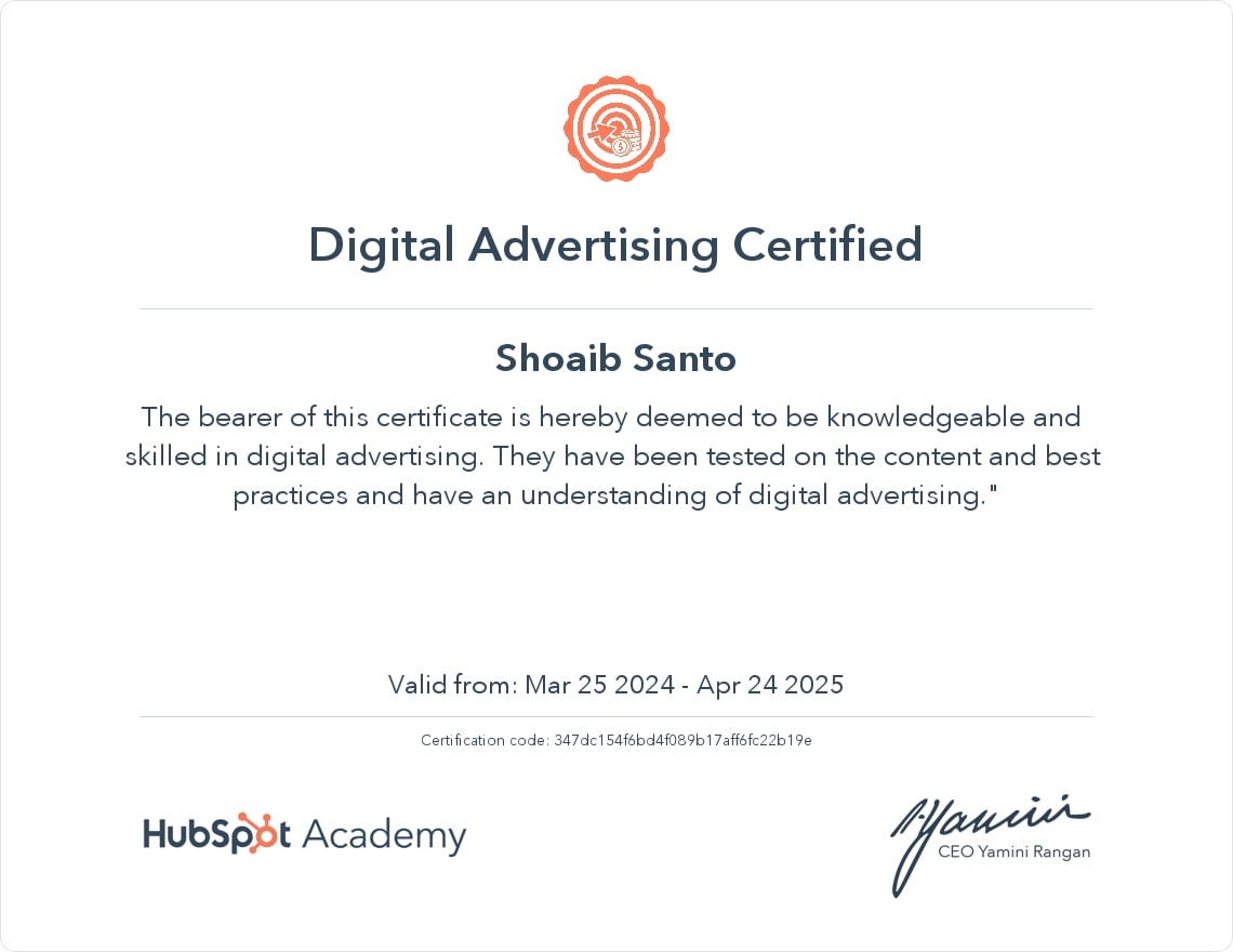 Digital Advertising Certification